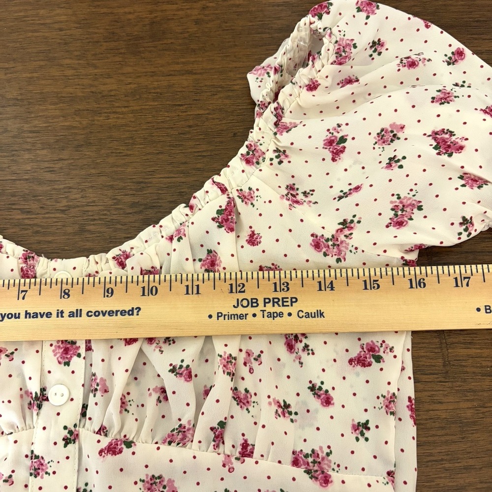 Trixxi Woman's Babydoll Mini Dress Size M White Pink Floral Dots Coquette Twee - Picture 10 of 12